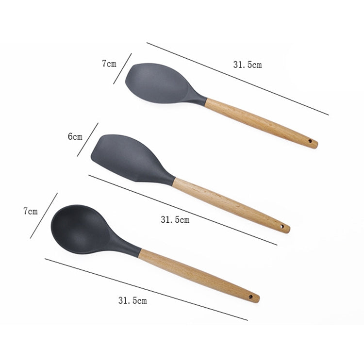 kn020 9 in 1 รุ่นด้ามไม้ซิลิโคนไม่ติดไม้พายช้อนชุดเครื่องมือครัว, A Version