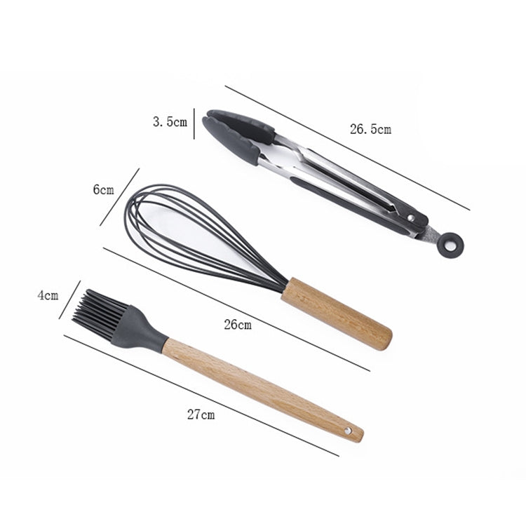 kn020 9 in 1 รุ่นด้ามไม้ซิลิโคนไม่ติดไม้พายช้อนชุดเครื่องมือครัว, A Version