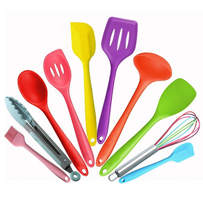 kn607 ชุดเครื่องมือครัวซิลิโคนสีสันสดใส 10 in 1, kn607