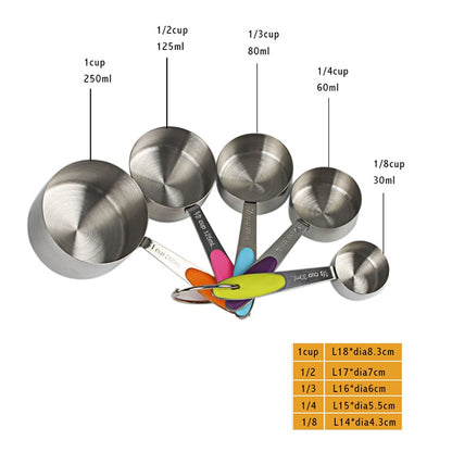 Kn650 10 in 1 สแตนเลสสีดำช้อนตวงแม่พิมพ์เค้กเบเกอรี่ชุดเครื่องมือ, 10 in 1 Measuring Spoon(Black)