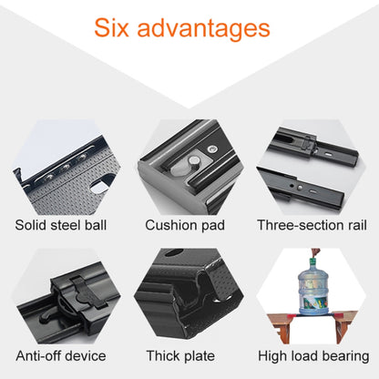 20 นิ้ว 3 ส่วน Mute เหล็กรีดเย็นเลื่อนลิ้นชักสไลด์ Ball Slide Rail ความยาว: 50 ซม., 20 inches (Cold Rolled Steel)