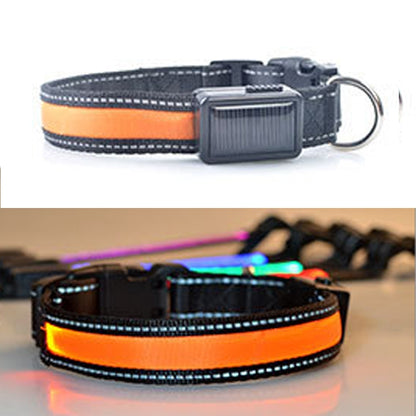 สัตว์เลี้ยงสุนัขขนาดกลางและใหญ่พลังงานแสงอาทิตย์ + การชาร์จไฟ USB ปลอกคอไฟ LED, เส้นรอบวงคอ ขนาด: S, 35-40 ซม., Size: S