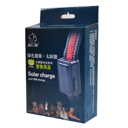 สัตว์เลี้ยงสุนัขขนาดกลางและใหญ่พลังงานแสงอาทิตย์ + การชาร์จไฟ USB ปลอกคอไฟ LED, เส้นรอบวงคอขนาด: L, 50-60 ซม., Size: L