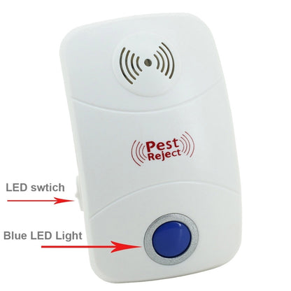เครื่องกำจัดแมลงและสัตว์รบกวนด้วยคลื่นอัลตราโซนิกอิเล็กทรอนิกส์พร้อมไฟ LED, ปลั๊ก UK, AC90V-250V, UK Plug