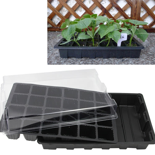 ถาดต้นกล้าSproutแผ่น 24 หลุมNursery Potsถาดฝาปิดสำหรับสวนบอนไซเรือนกระจกขนาดเล็กเนอสเซอรี่แผ่นสามชุด, 2 PCS