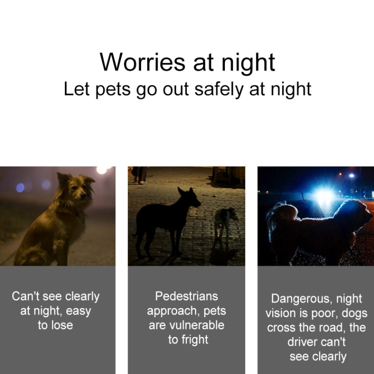 LED Night Light Pet Safety Collar จี้ซิลิโคน
