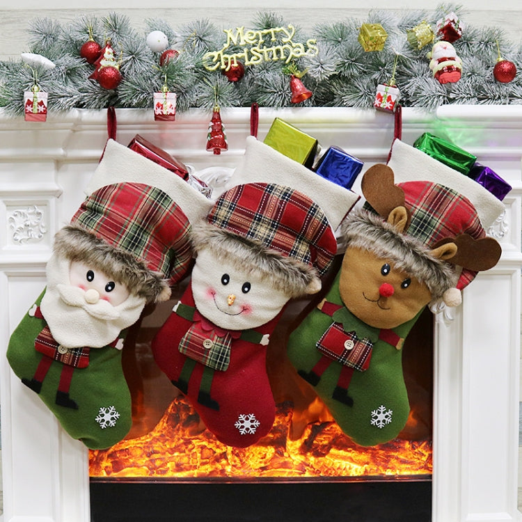 เครื่องประดับคริสต์มาสตกแต่งถุงน่องคริสต์มาสถุงของขวัญจี้, Elk, Snowman, Santa Claus