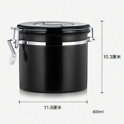 800ml สแตนเลสปิดผนึกอาหารกาแฟ Bean คอนเทนเนอร์ในตัว CO2 แก๊ส Vent วาล์วและปฏิทิน