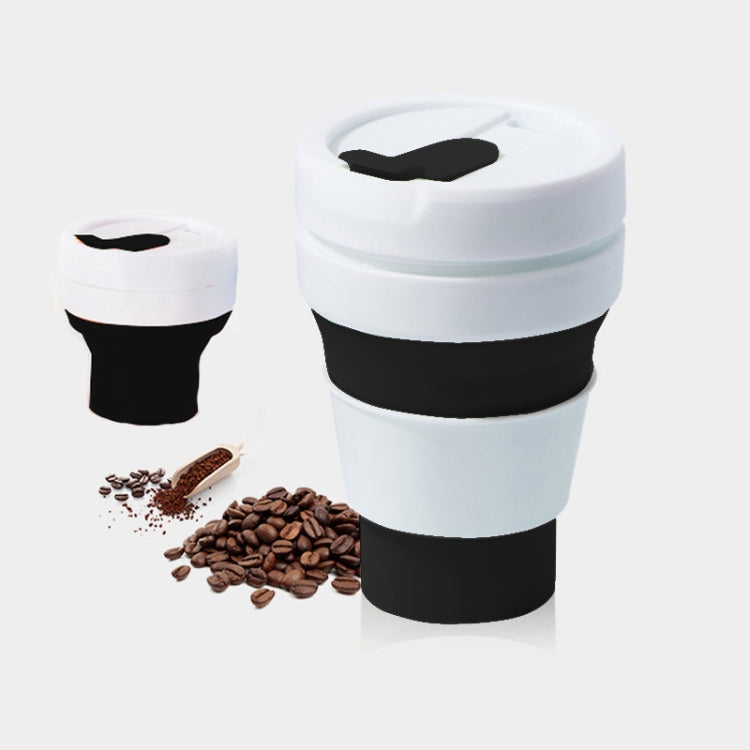 ชากาแฟขนาดพกพากลางแจ้งขนาด 350 มล. ถ้วยซิลิโคนสำหรับเดินทางพับได้พร้อมฝาปิด