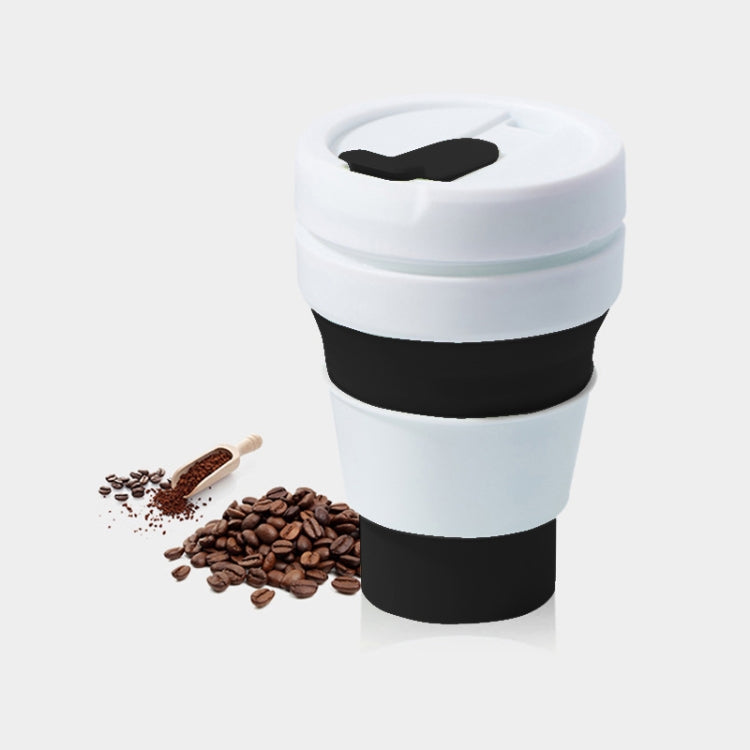 ชากาแฟขนาดพกพากลางแจ้งขนาด 350 มล. ถ้วยซิลิโคนสำหรับเดินทางพับได้พร้อมฝาปิด
