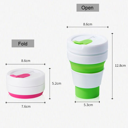 ชากาแฟขนาดพกพากลางแจ้งขนาด 350 มล. ถ้วยซิลิโคนสำหรับเดินทางพับได้พร้อมฝาปิด