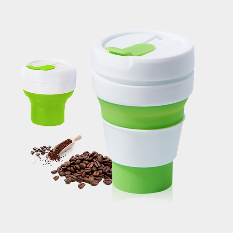ชากาแฟขนาดพกพากลางแจ้งขนาด 350 มล. ถ้วยซิลิโคนสำหรับเดินทางพับได้พร้อมฝาปิด