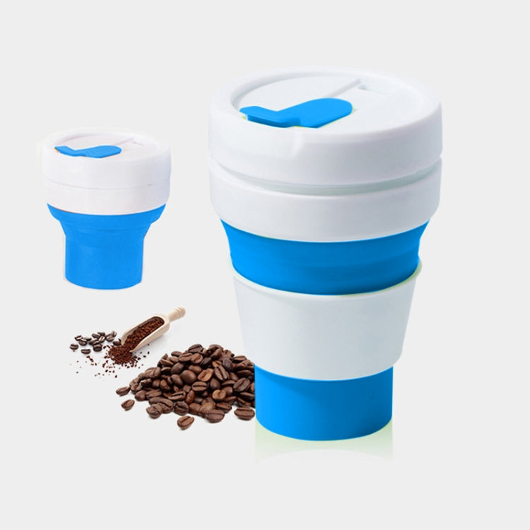 ชากาแฟขนาดพกพากลางแจ้งขนาด 350 มล. ถ้วยซิลิโคนสำหรับเดินทางพับได้พร้อมฝาปิด