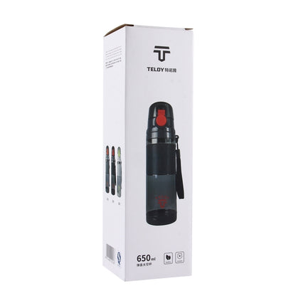 Teloy TNY-9601 650ML ขวด Snap Cap Space Cup แบบพกพา อุณหภูมิน้ำที่ใช้: ﹣20 ~ 120 องศาเซลเซียส, TNY-9601 (Dark Grey + Red)