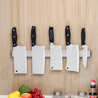ห้องครัวเจาะฟรีติดผนัง 304 สแตนเลสผู้ถือมีดแม่เหล็กขนาด: 51x4x1.5 ซม., Size:51x4x1.5cm