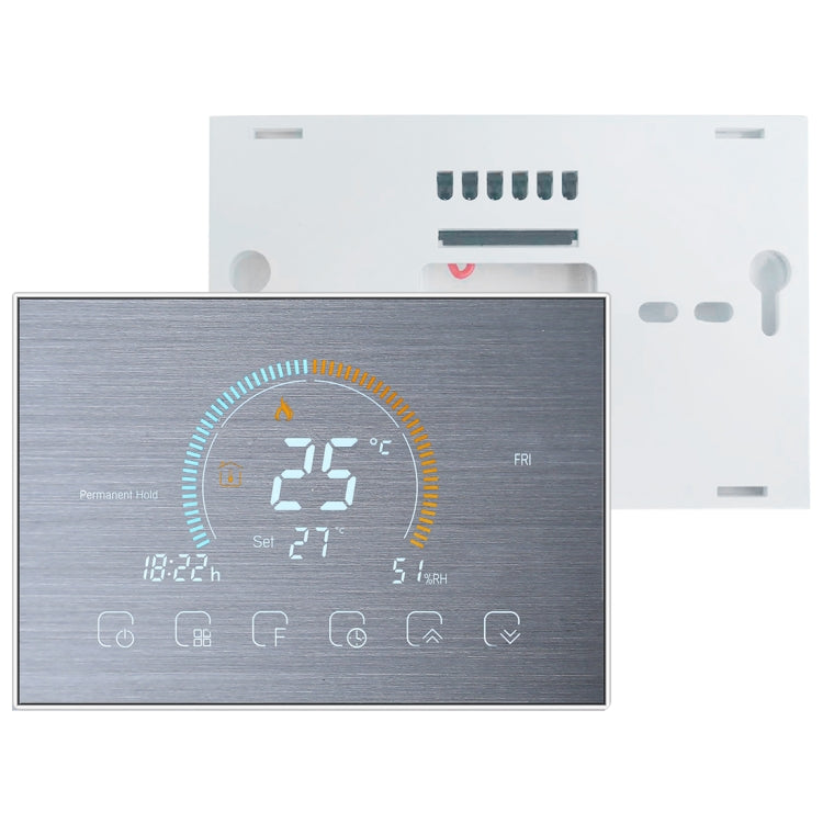 BHT-8000-GCLW-SS กระจกสแตนเลสขัดเงาควบคุมความร้อนหม้อต้มน้ำ/แก๊สประหยัดพลังงานและเป็นมิตรกับสิ่งแวดล้อมสมาร์ทโฮมเนกาทีฟจอแสดงผลหน้าจอ LCD เทอร์โมสตัลห้องทรงกลมพร้อม WiFi, with WiFi