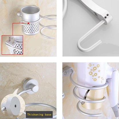 ที่วางเครื่องเป่าผมติดผนังแขวนแร็ค ออแกไนเซอร์ เบ็ด เกลียว วงเล็บห้องน้ำ, With Mesh Holder
