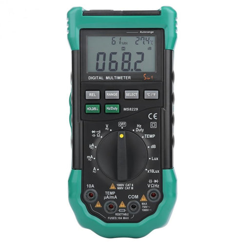 BSIDE MS8229 มัลติมิเตอร์แบบดิจิตอล LUX Noise Meter เครื่องทดสอบความชื้นอุณหภูมิ
