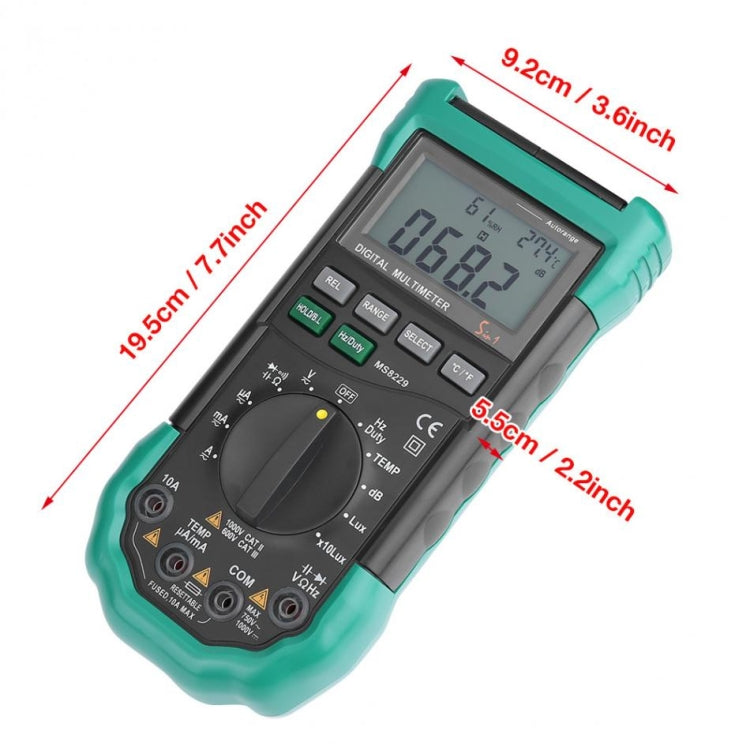 BSIDE MS8229 มัลติมิเตอร์แบบดิจิตอล LUX Noise Meter เครื่องทดสอบความชื้นอุณหภูมิ