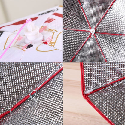 ฝาครอบอาหารแบบพับได้เก็บอาหารให้อุ่น ฝาอลูมิเนียมฟอยล์ ลายบนโต๊ะอาหารสีน้ำเงิน ขนาด 60*60*17 ซม., Size: 60*60*17cm, Blue