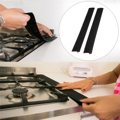 เตาแก๊ส Slit Strip กันเพรียงกันฝุ่นกันน้ำครัวแถบปิดผนึกสีดำขนาด: 53.5 * 5 * 1 ซม., 53.5cm(Black)