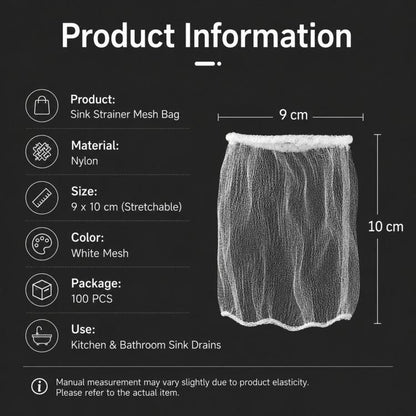 ถุงกรอง PCS 100 ชิ้นสำหรับตะแกรงอ่างล้างจานขนาด: 9x9 ซม, Filter Bag