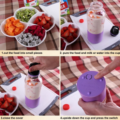 Bingo 500ml มินิแบบพกพา USB ชาร์จไฟฟ้าเครื่องคั้นน้ำผลไม้ถ้วยคั้นน้ำผลไม้เครื่องปั่น,22000 รอบต่อนาที, 2 Blade Head Pink, 2 Blade Head Green, 2 Blade Head Blue, 2 Blade Head Purple, 2 Blade Head Red