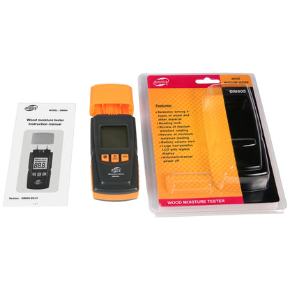 BENETECH GM605 เครื่องวัดความชื้นในไม้แบบดิจิตอลเครื่องวัดความชื้นเครื่องตรวจจับความชื้นไม้, GM605