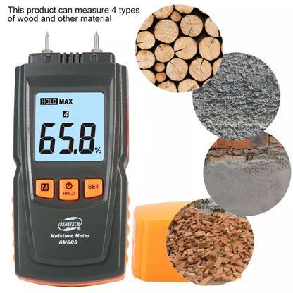BENETECH GM605 เครื่องวัดความชื้นในไม้แบบดิจิตอลเครื่องวัดความชื้นเครื่องตรวจจับความชื้นไม้, GM605