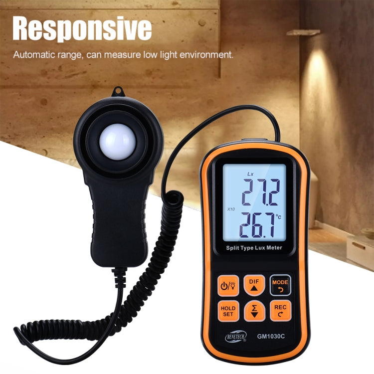 BENETECH GM1030C เครื่องวัดความสว่างดิจิตอลแบบแยกส่วนแบบพกพา LUX Meter, GM1030C