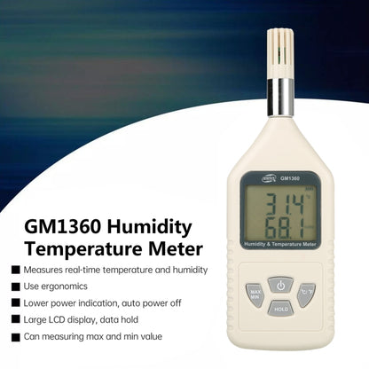 BENETECH GM1360 เครื่องวัดอุณหภูมิและความชื้นแบบดิจิตอลสำหรับอุตสาหกรรม LCD Probe, GM1360