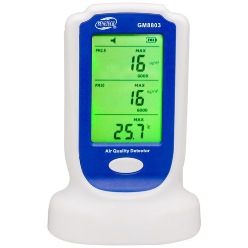 BENETECH GM8803 บ้านคุณภาพอากาศภายในอาคารเครื่องตรวจจับหมอกควัน Smog เครื่องทดสอบ PM2.5 PM10 เครื่องวิเคราะห์ก๊าซ