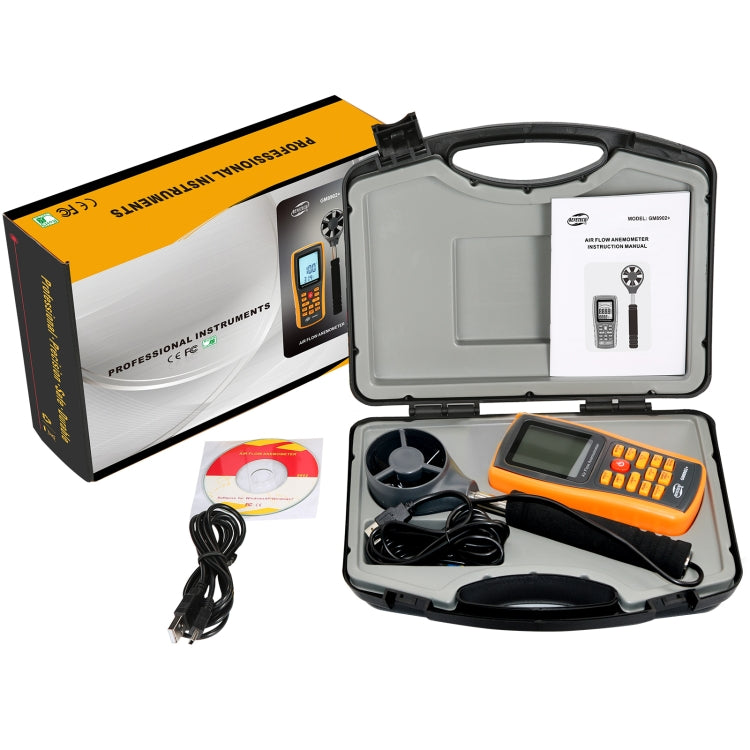 BENETECH GM8902+ จอแสดงผล LCD เครื่องวัดความเร็วลมแบบดิจิตอลเครื่องวัดความเร็วลมการไหลของอากาศ, GM8902+