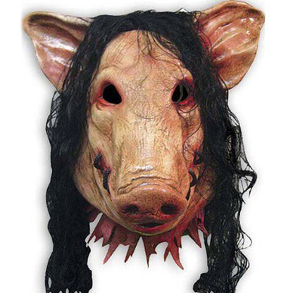หน้ากากฮาโลวีนน้ำยางหัวหมูหมวกเทศกาลฮาโลวีนปาร์ตี้แฟนซีหน้ากากใบหน้าหมูหน้ากากผม, Pig Head