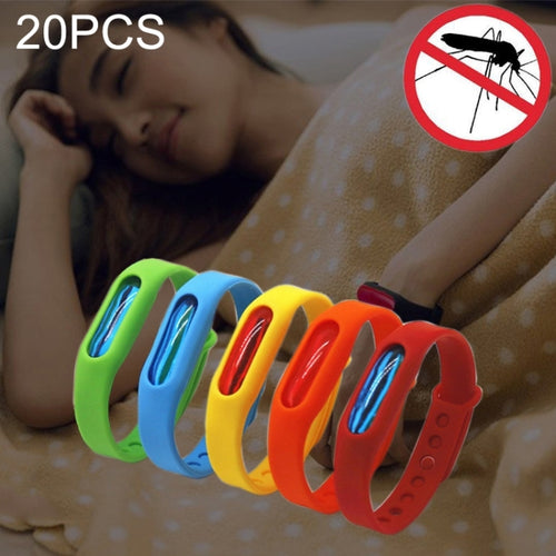 20 PCS Anti-mosquito Silicone Repellent Bracelet สายรัดข้อมือหัวเข็มขัด Bugs Away เหมาะสำหรับเด็กและผู้ใหญ่ความยาว: 23 ซม. การจัดส่งสีแบบสุ่ม, 20 PCS