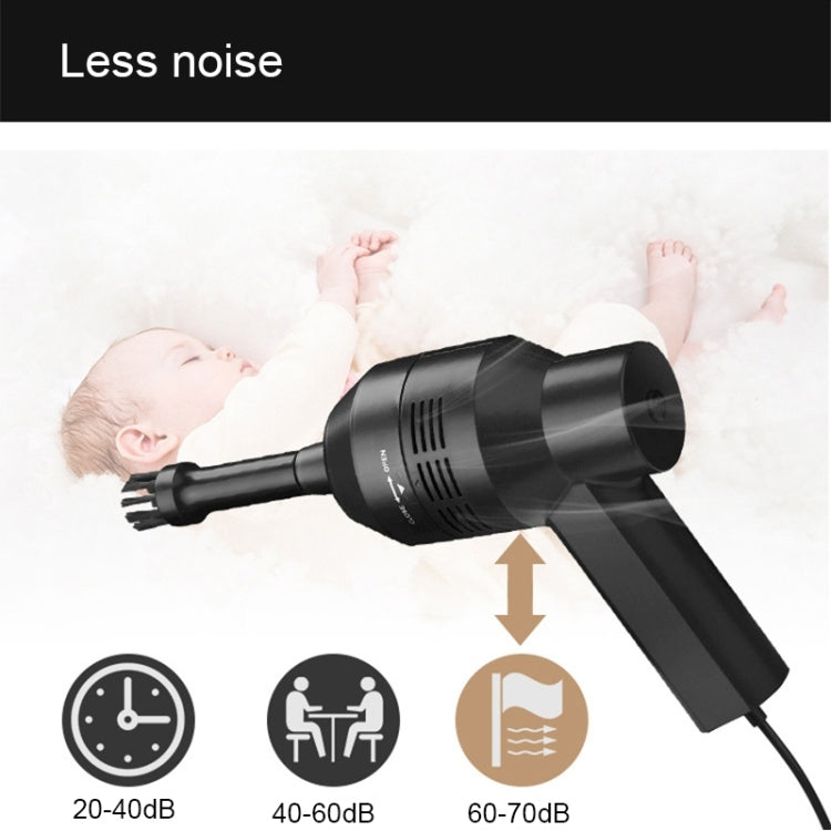 HK-6019A 3.5W แบบพกพา USB เครื่องดูดที่มีประสิทธิภาพแป้นพิมพ์คอมพิวเตอร์แปรงหัวฉีดฝุ่นมือถือ Sucker ชุดทำความสะอาดสำหรับทำความสะอาดแล็ปท็อปพีซี / สัตว์เลี้ยง, ความยาวสาย USB: 1.8 ม., DC 5V (สีดำ)