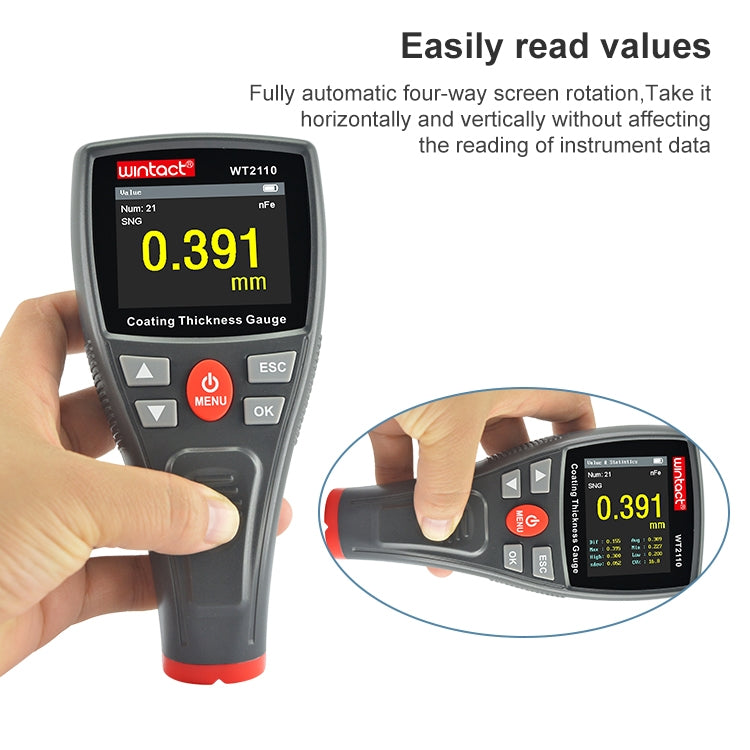 Wintact WT2110 เครื่องวัดความหนาผิวเคลือบจอแสดงผลสี, WT2110