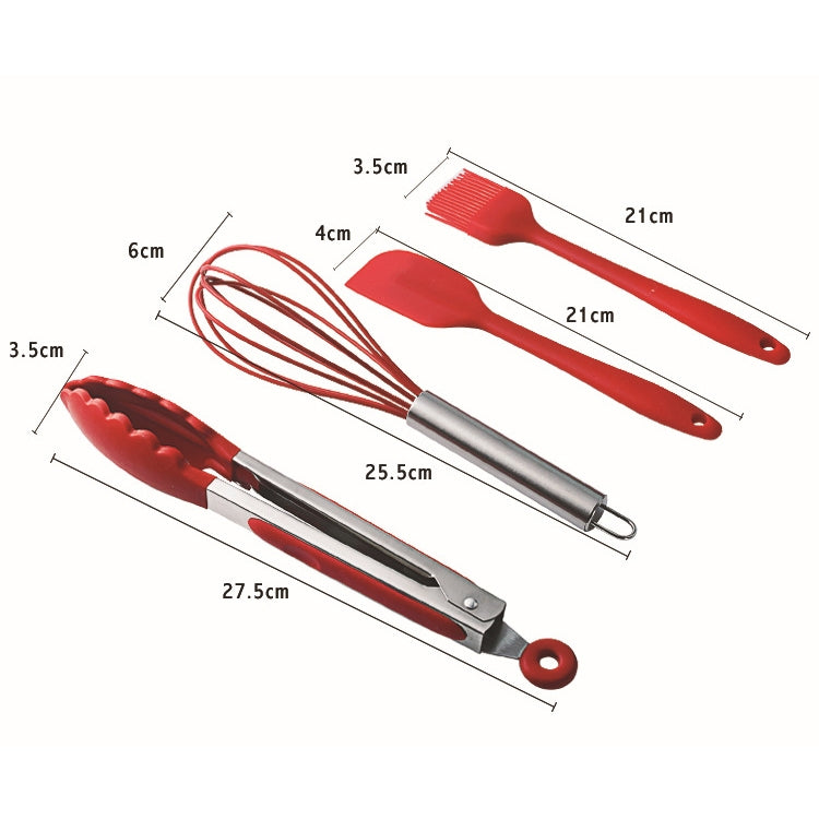 kn7050 ชุดเครื่องมือครัวซิลิโคน 10 in 1, Black, Green, Blue, Red