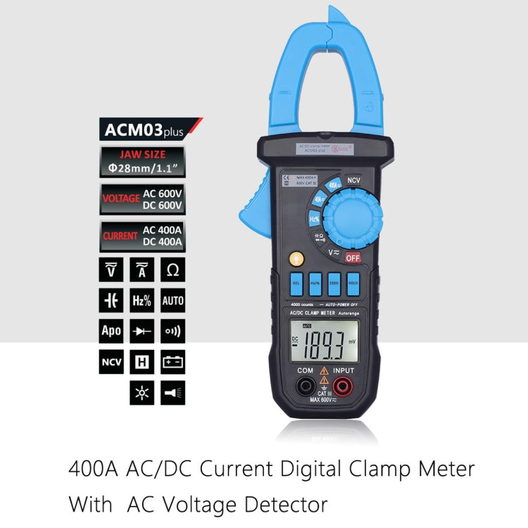 BSIDE ACM03 Plus แคลมป์มิเตอร์ AC/DC 400A, BSIDE ACM03