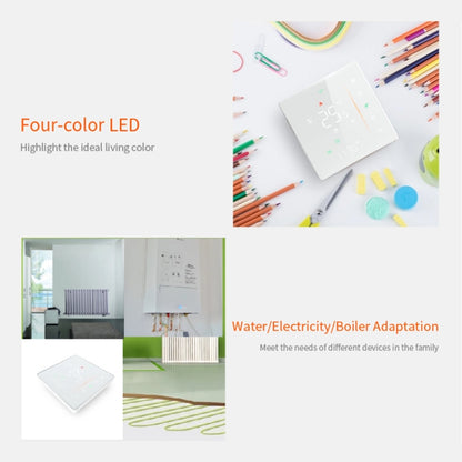 BHT-006GBLW 95-240V AC 16A เครื่องควบคุมความร้อนในบ้านอัจฉริยะสำหรับกล่อง EU ควบคุมเครื่องทำความร้อนไฟฟ้าด้วยเซนเซอร์ภายในและเซนเซอร์ภายนอกและการเชื่อมต่อ WiFi เท่านั้น, BHT-006GBLW