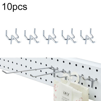 10 ชิ้นซุปเปอร์มาร์เก็ตร้านขายเสื้อผ้า Pegboard ไม้ระแนงตะขอติดผนังชั้นวางแผ่นหลุม, ระยะห่างของรู: 2.5 ซม., ความยาว: 5 ซม., เส้นผ่านศูนย์กลางลวด: 3.3 มม., Length: 5cm