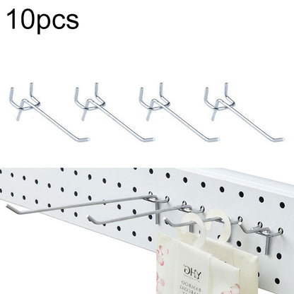 10 ชิ้นซุปเปอร์มาร์เก็ตร้านขายเสื้อผ้า Pegboard ไม้ระแนงตะขอติดผนังชั้นวางแผ่นรู, รูหลุม: 2.5 ซม., ความยาว: 10 ซม., เส้นผ่านศูนย์กลางลวด: 3.3 มม., Length: 10cm