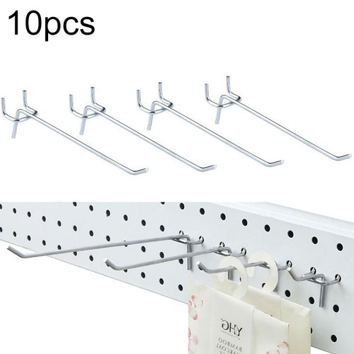 10 ชิ้นซุปเปอร์มาร์เก็ตร้านขายเสื้อผ้า Pegboard ไม้ระแนงตะขอติดผนังชั้นวางแผ่นหลุม, ระยะห่างของรู: 2.5 ซม., ความยาว: 15 ซม., เส้นผ่านศูนย์กลางลวด: 3.3 มม., Length: 15cm