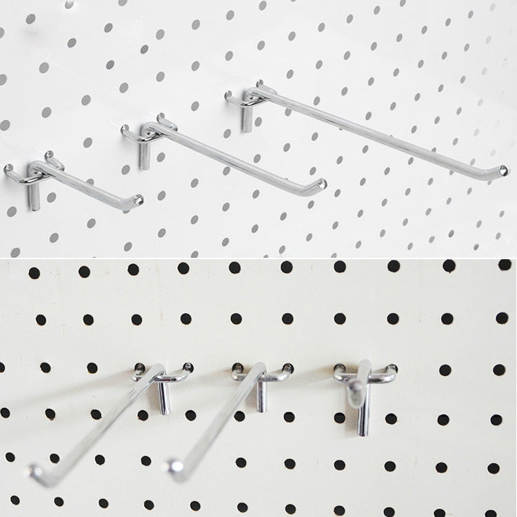 10 ชิ้นซูเปอร์มาร์เก็ตร้านขายเสื้อผ้า Pegboard ไม้ระแนงตะขอติดผนังชั้นวางแผ่นหลุม, ระยะห่างของรู: 2.5 ซม., ความยาว: 20 ซม., เส้นผ่านศูนย์กลางลวด: 3.3 มม., Length: 20cm