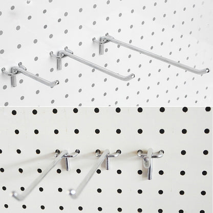 10 ชิ้นซูเปอร์มาร์เก็ตร้านขายเสื้อผ้า Pegboard ไม้ระแนงตะขอติดผนังชั้นวางแผ่นหลุม, ระยะห่างของรู: 2.5 ซม., ความยาว: 20 ซม., เส้นผ่านศูนย์กลางลวด: 3.3 มม., Length: 20cm