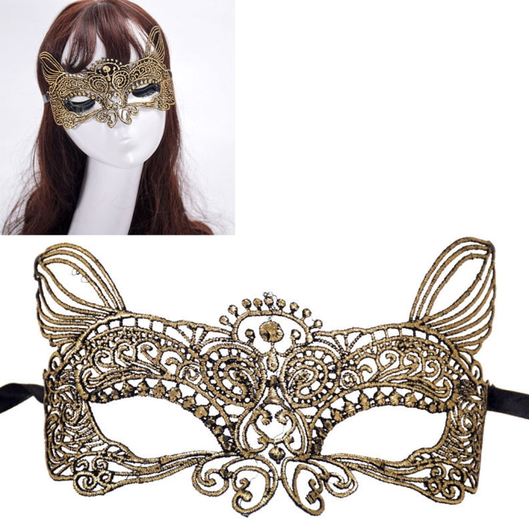 หน้ากากฮาโลวีนปาร์ตี้เต้นรำเซ็กซี่เลดี้ Bronzing Lace Cat King Mask, Bronzing Cat King