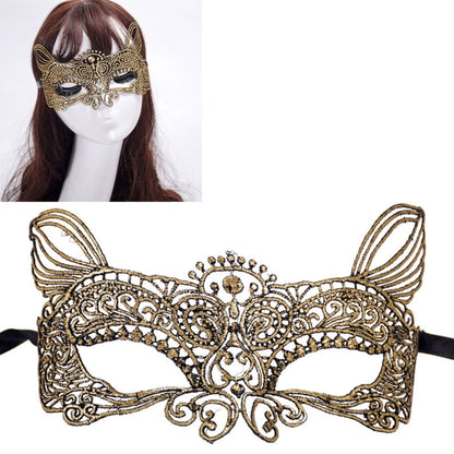 หน้ากากฮาโลวีนปาร์ตี้เต้นรำเซ็กซี่เลดี้ Bronzing Lace Cat King Mask, Bronzing Cat King