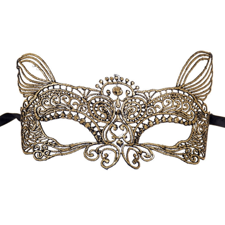 หน้ากากฮาโลวีนปาร์ตี้เต้นรำเซ็กซี่เลดี้ Bronzing Lace Cat King Mask, Bronzing Cat King