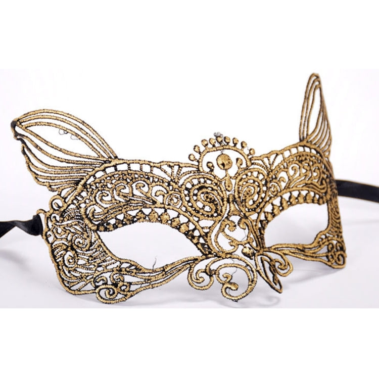 หน้ากากฮาโลวีนปาร์ตี้เต้นรำเซ็กซี่เลดี้ Bronzing Lace Cat King Mask, Bronzing Cat King