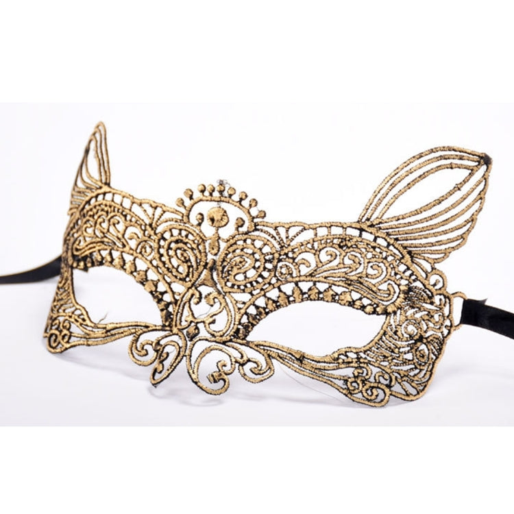 หน้ากากฮาโลวีนปาร์ตี้เต้นรำเซ็กซี่เลดี้ Bronzing Lace Cat King Mask, Bronzing Cat King